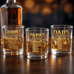Personalized Fishing Theme Design 10 oz Rock Whisky Glass with 1-12 Names and Title Father's Day Birthday Gift for Father Fishing Enthusiast