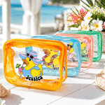Personalized Yellow Duck Clear Waterproof Makeup Bag with Zipper and Name Beach Party Travel Birthday Gift for Girl