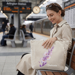Personalised Birth Flower Large Capacity Corduroy Tote Bag with Name Daily Use Birthday Anniversary Gift for Woman