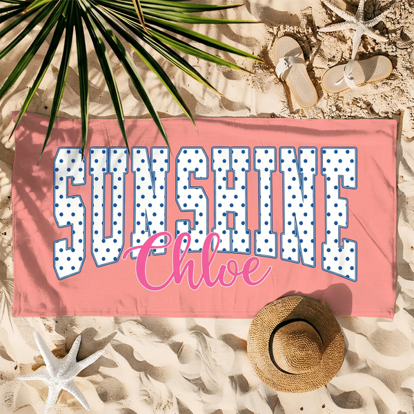 Personalized Polka Dot Title Quick Dry Oversized Beach Towel with Name Summer Beach Party Birthday Gift for Girls Women