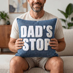 Personalised Multicolour Dad's Stop Pillow Cover with Title Home Decor Birthday Father's Day Gift for Father Friend