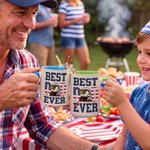 Personalized Best Eagle Dad Ever Stars and Stripes Mug with Name and Coaster Birthday Father's Day American Independence Day Gift for Dad Grandpa