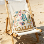 Personalized Watercolor Style Marine Life Beach Backpack with Name Beach Party Birthday Gift for Kids Adults