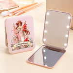 Personalized Character Birth Flower Double-Sided Makeup Mirror with Name and LED Light Mother's Day Birthday Gift for Woman
