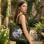 Personalised Birth Flower Large Capacity Corduroy Tote Bag with Name Daily Use Birthday Anniversary Gift for Woman