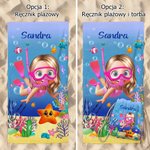 Personalizowany szybkoschnący miękki ręcznik plażowy 3D z nurkującym dzieckiem i morskimi zwierzętami z imieniem prezent dla chłopców i dziewczynek