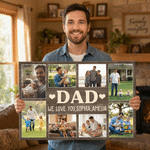 Personalized 8 Family Photos Large Canvas Prints with Text and Name Home Decor Ship from USA Father's Day Gift for Dad Grandpa