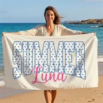 Personlig Polka Dot Title Quick Dry Överdimensionerad strandhandduk med namn Sommarstrandfest Födelsedagspresent för flickor Kvinnor
