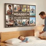 Personalized 8 Family Photos Large Canvas Prints with Text and Name Home Decor Ship from USA Father's Day Gift for Dad Grandpa