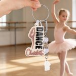 Henkilökohtainen Monivärinen Baletti Pose Dance Bag Tag nimi ja helmiä Kilpailu Accessory Dance Recital Syntymäpäivä Party lahja Ballet Lovers Tytöt