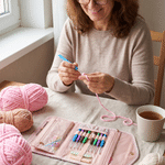 Personalised Crochet Initial Foldable Crochet Hook Organizer with Name Knitting Accessories Birthday Gift for Crochet Enthusiasts
