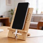 Personalised Vintage Black and White Line Art Photo Bamboo Phone Stand with Name and Year Daily Use Father's Day Birthday Gift for Parents