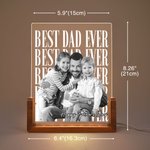 Personalised Photo Title Text Acrylic LED Night Light with Wooden Base Father's Day Birthday Anniversary Gift for Dad Family