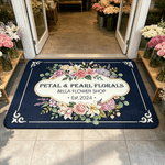 Personalised Retro Floral Design Anti-Slip Doormat with Text Flower Shop Use Birthday Gift for Flower Shop Owner Flower Lover