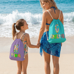 Gepersonaliseerde Multicolor Graffiti Polka Dot Initial Drawstring Bag met Naam Strandfeest Verjaardagscadeau voor Vrouwen Besties