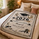 Personalisierte Graduation Cap Tassel weiche Decke mit Namen und Jahr Home Decor Graduation Geschenk für 2026 Absolventen