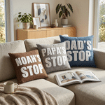 Personalised Multicolour Dad's Stop Pillow Cover with Title Home Decor Birthday Father's Day Gift for Father Friend