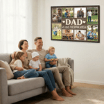 Personalized 8 Family Photos Large Canvas Prints with Text and Name Home Decor Ship from USA Father's Day Gift for Dad Grandpa