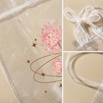 Personalized Pink Blue Bow Birth Flower Clear Gift Bag with Name Birthday Wedding Gift for Bridesmaids Newlyweds Women