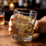 Personalized Fishing Theme Design 10 oz Rock Whisky Glass with 1-12 Names and Title Father's Day Birthday Gift for Father Fishing Enthusiast