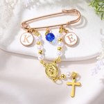 Spilla personalizzata Something Blue Catholic Bridal Bouquet Rosary con iniziali Regalo di anniversario di matrimonio per la coppia di sposi