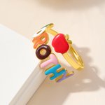 Personalised Multicolour Enamel Apple Sterling Silver Ring with Name Teacher's Day Appreciation Gift for Teachers