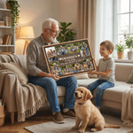Personalized 8 Family Photos Large Canvas Prints with Text and Name Home Decor Ship from USA Father's Day Gift for Dad Grandpa