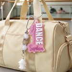 Henkilökohtainen Monivärinen Baletti Pose Dance Bag Tag nimi ja helmiä Kilpailu Accessory Dance Recital Syntymäpäivä Party lahja Ballet Lovers Tytöt