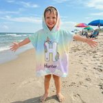 Personalized Fantasy Unicorn Initial Quick Dry Hooded Beach Towel with Name Beach Party Use Summer Vacation Birthday Gift for Kids Girls