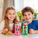 Personalizowana butelka 470 ml z imieniem i postacią ze słomką antyrozlaniem prezent dla chłopców i dziewczynek