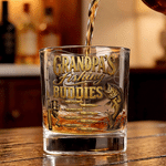 Personalized Fishing Theme Design 10 oz Rock Whisky Glass with 1-12 Names and Title Father's Day Birthday Gift for Father Fishing Enthusiast