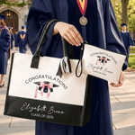 Personalized Graduation Cap Large Tote Bag Portable Makeup Bag with Name and Year Travel Essential Graduation Gift for Graduates