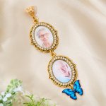 Gepersonaliseerde 1-5 Foto's Vlinder Blauw Edelsteen Boeket Bedel met Tekst Verjaardag Bruids Douche Huwelijkscadeau voor Bruid