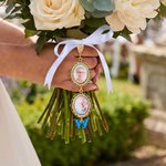 Gepersonaliseerde 1-5 Foto's Vlinder Blauw Edelsteen Boeket Bedel met Tekst Verjaardag Bruids Douche Huwelijkscadeau voor Bruid
