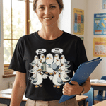 Personalised Funny Seagull Multicolor Soft 100% Cotton T-shirt with Name Teacher's Day Back to School Gift for Teacher