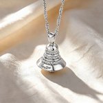 Personalized Dainty Zircons Bell Pendant Necklace with Engraved Name Remembrance Healing Recovery Gift for Cancer Fighters Survivors