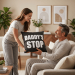 Personalised Multicolour Dad's Stop Pillow Cover with Title Home Decor Birthday Father's Day Gift for Father Friend