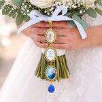 Gepersonaliseerde 1-5 Foto's Vlinder Blauw Edelsteen Boeket Bedel met Tekst Verjaardag Bruids Douche Huwelijkscadeau voor Bruid