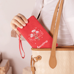 Personalized Star Moon Birth Flower Tri-Fold PU Leather Wristlet Wallet with Card Holder and Name Daily Use Birthday Anniversary Gift for Women