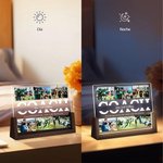 Luz nocturna LED acrílica personalizada con 6 fotos y texto base de madera decoración para el hogar regalo de agradecimiento para entrenador