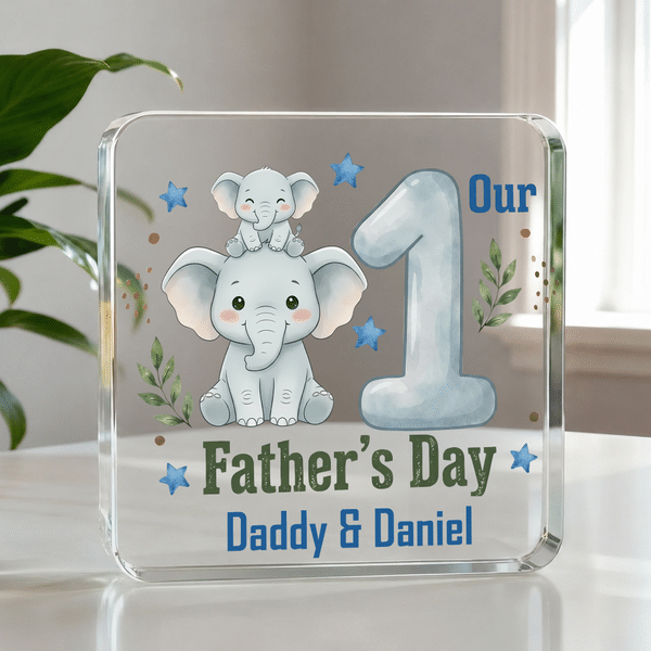 Personalized Cartoon Animal Acrylic Plaque with Name Home Decor  Father's Day Birthday Gift for New Dads