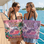 Personalised Girls Gone Cruising Tote Bag Luggage Tag Set with Year and Name Travel Essential Daily Use Birthday Gift for Besties Women