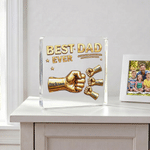 Henkilökohtainen Best Dad Ever Fist Bump Clear Akryyli Plaque nimi Home Desk Decor Isänpäivä lahja isälle isoisä isoisä