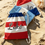 Personalized National Flag Color Stripe Drawstring Bag with Name Outdoor Activities Beach Party Birthday Gift for Men Women Kids
