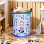 Cesto para la ropa sucia con nombre y asa Personalizado Personaje de dibujos animados Nube de palabras Impermeable Regalo de cumpleaños para niños 5