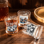 Personlig Polaroid Style Family Photo 10 oz Rock Whisky Glass med tittel og tekst Bursdag farsdagsgave til pappa bestefar