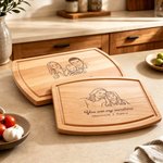 Personalized Line Art Photo Design Curved Charcuterie Cutting Board with Text and Juice Groove Kitchen Family Gift for Best Friend Family