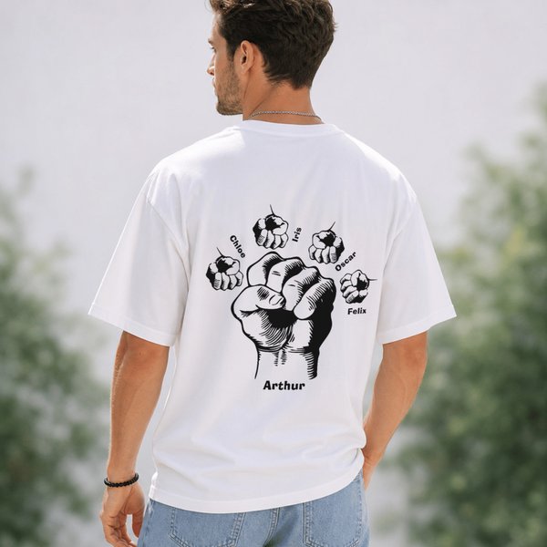 Personalized Papa Fist Bump Multicolour Soft T-shirt Sweatshirt Hoodie with Names Daily Wear Father's Day Gift for Father