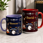 Personalized Guitar Rock Metal 11 oz / 15 oz Ceramic Mug with Name Daily Use Birthday Gift for  Music Lovers Guitar Players