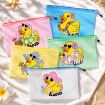 Personalised Cute Duck Waterproof Transparent Pool Bag with Name Beach Party Daily Use Birthday Gift for Bestie Friends